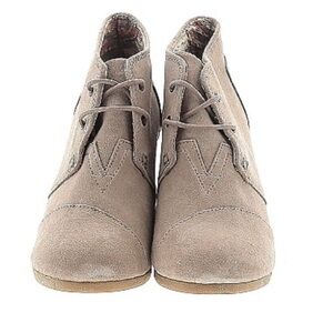 Toms Woman’s Grey Lace Up Ankle Wedge Boots Size 9.5